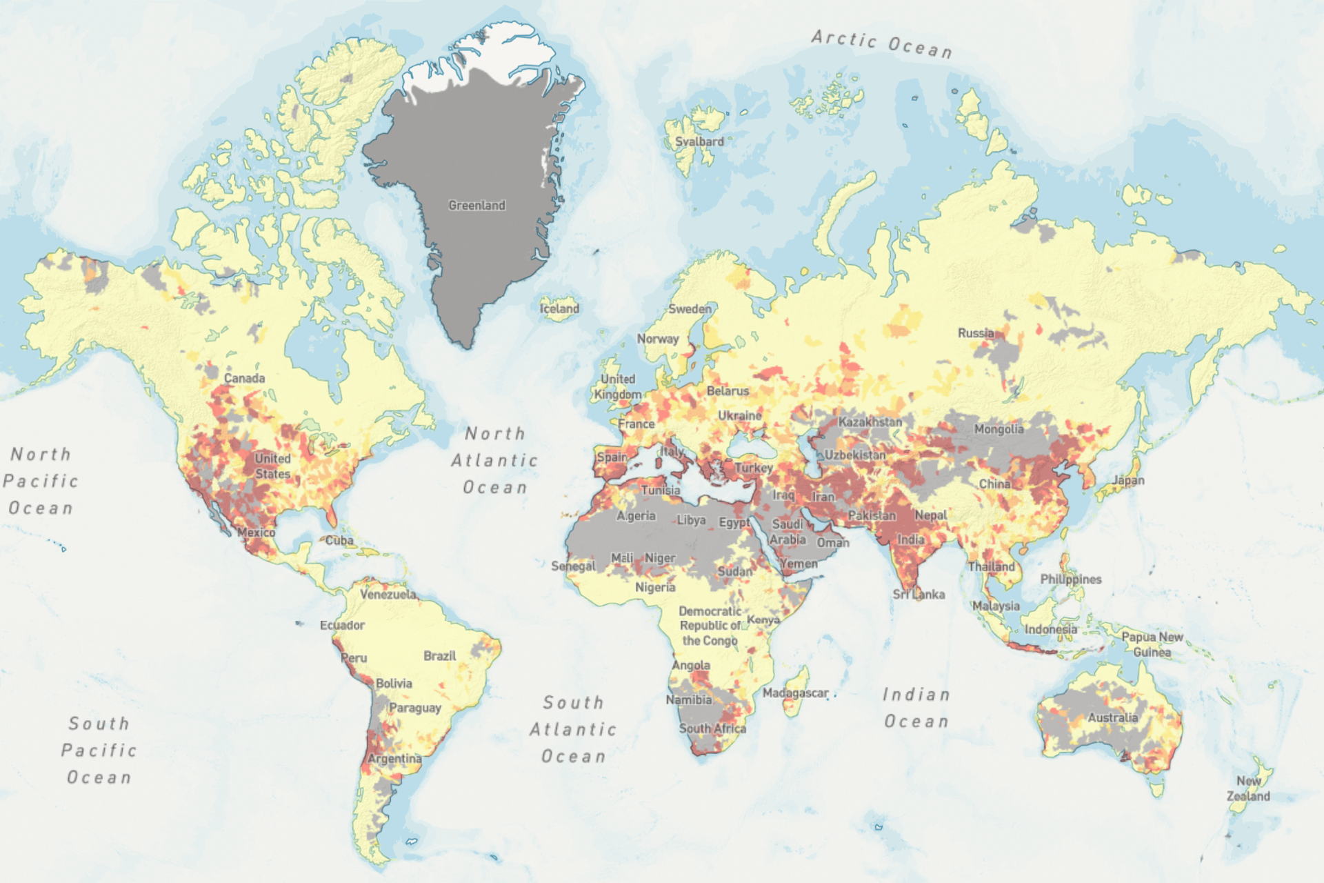 mapa mundial del estrés hidrológico